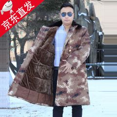 睫（manjie）冬季戶外加厚加絨棉大衣男防寒長(zhǎng)款冷庫(kù)工作裝保安大衣男棉衣 棕黃加長(zhǎng)（毛絨款）